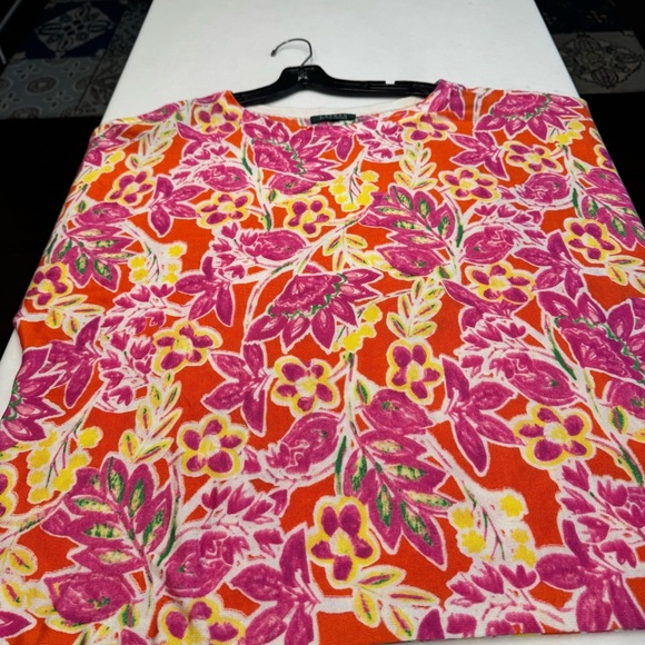 Ralph Lauren Women's Plus Size 3X Colorful Floral Knit Top Short Sleeves - Picture 7 of 10